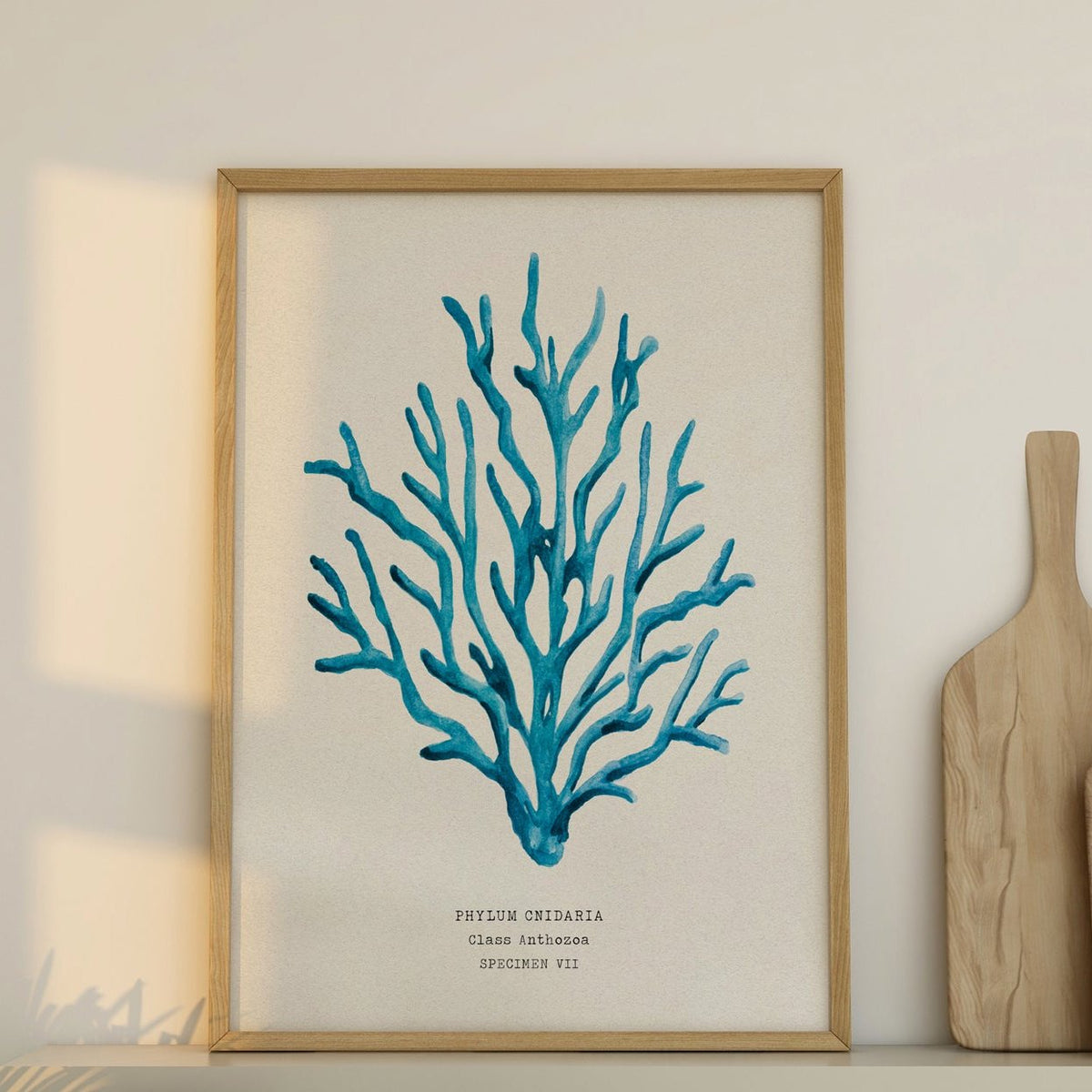 Coral Wall Art | Sea Blue Art Print | Specimen 7 - Framed Beach House Art