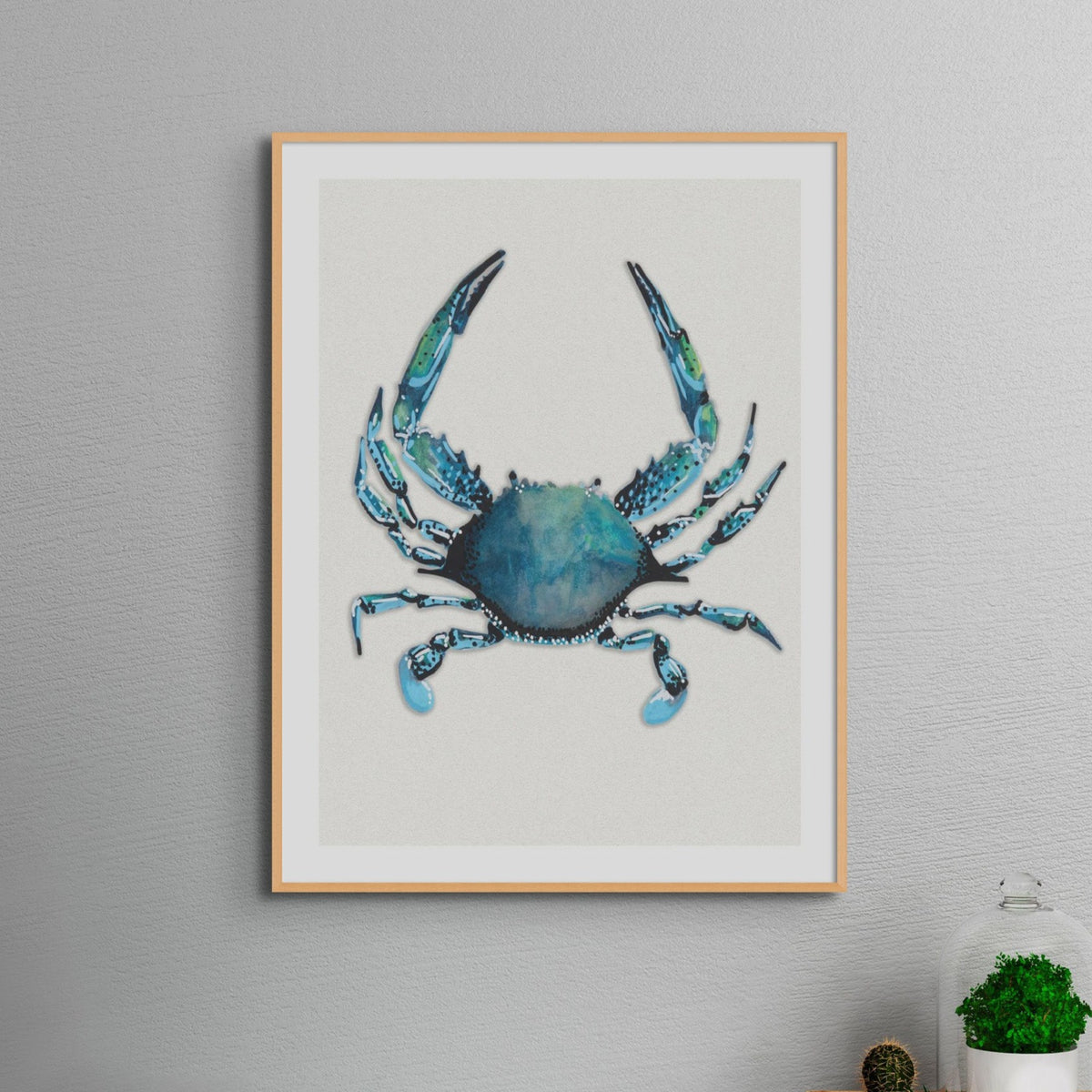 Set of Shellfish Art Prints - Unframed Beach House Art set of blue abstract line art prints