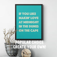 Personalised Quote Art | Cruise Type | Teal Green - Framed