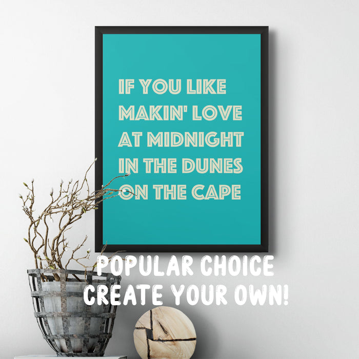 Personalised Quote Art | Cruise Type | Teal Green - Unframed