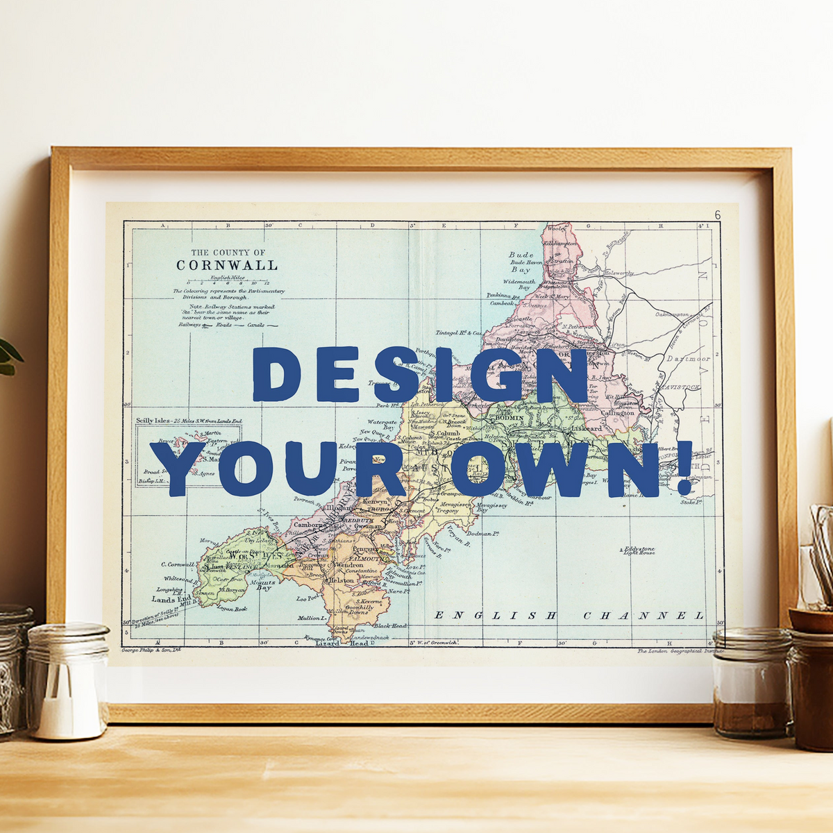 Personalised Quote on Map Print | Personalised Vintage Map Picture - Unframed