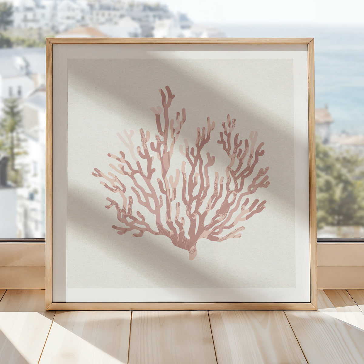 Set of Three Pink Coral and Shell Art Prints  - Unframed