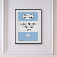 Dancing Queen Quote on  Vintage Style Book Cover Print in Blue  - Framed