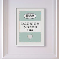 Dancing Queen  Quote on  Vintage Style Book Cover Print in Green - Framed