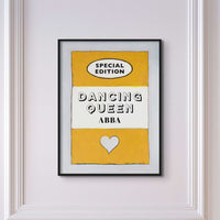 Dancing Queen  Quote on  Vintage Style Book Cover Print in Yellow - Framed