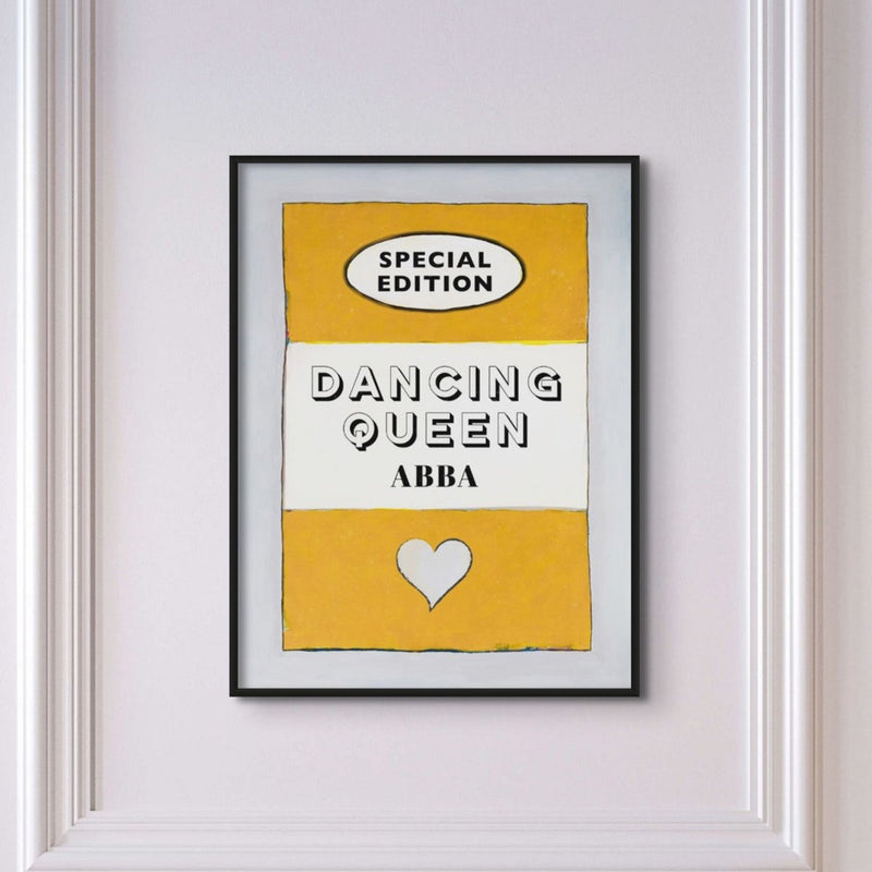 Dancing Queen  Quote on  Vintage Style Book Cover Print in Yellow - Framed