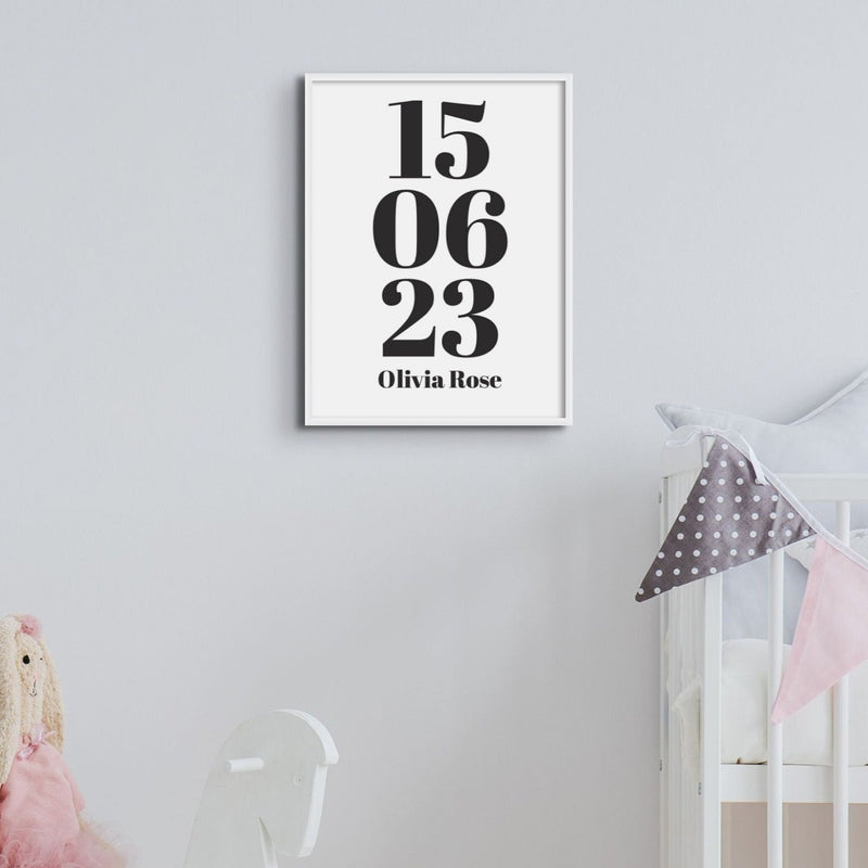 Personalised Date Art | Your Special Date Art Print | Black & White - Framed