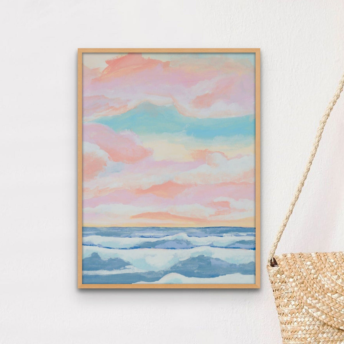 Dawn Seascape Painting | Blue Ocean Painting - Framed Canvas