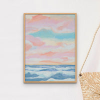 Dawn Seascape Painting | Blue Ocean Painting - Framed Wall Art