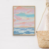 Sunrise Seascape Painting | Blue Ocean Painting - Unframed Wall Art