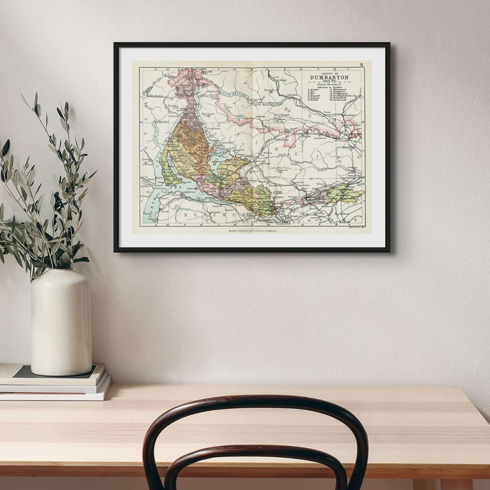 Dumbarton and Loch Lomond Map Print - Unframed