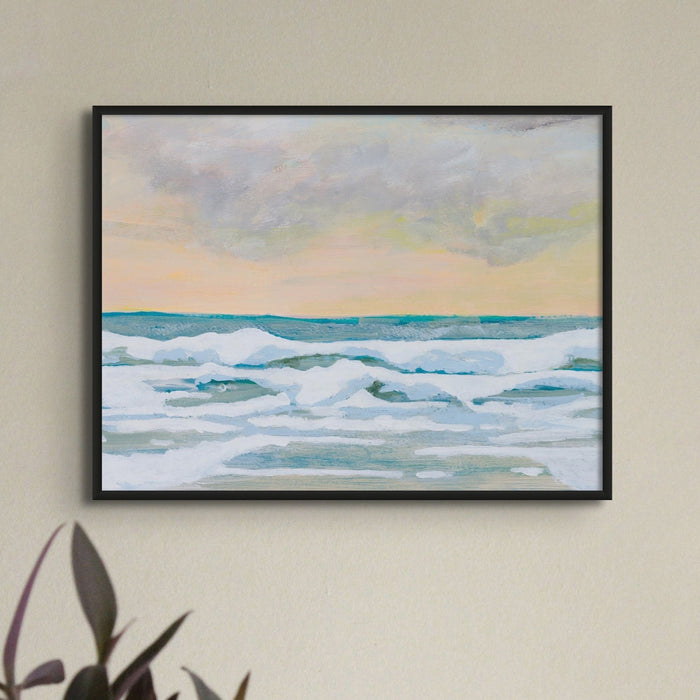 Dusk Sea Painting | Beach Painting - Unframed Wall Art