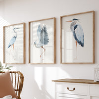 Heron Resting Print | Vintage Bird Art - Unframed