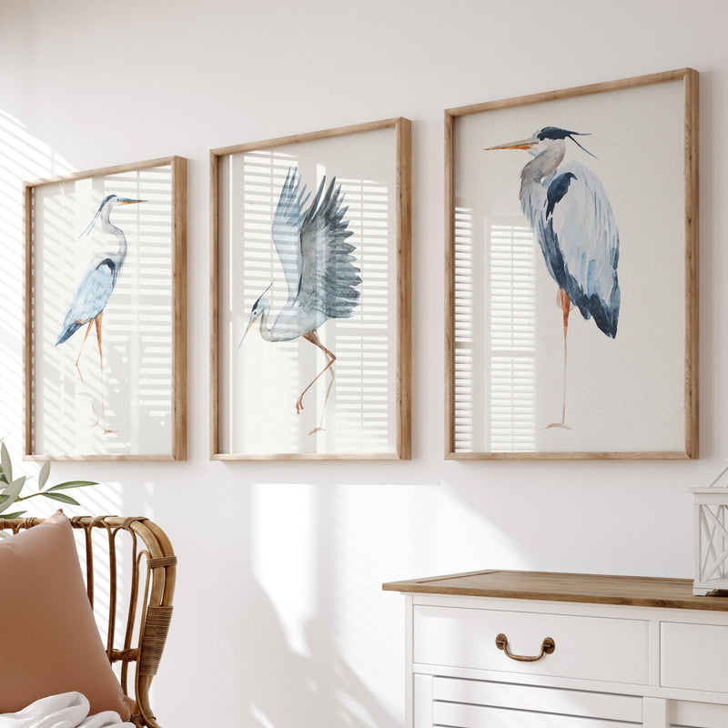 Heron Walking Print | Vintage Bird Art - Unframed