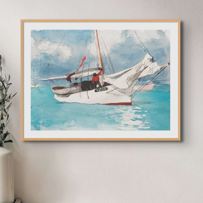 Fishing Boats Painting, Key West | Vintage Boat Painting Wall Art - Framed Art Print