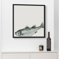 Ink Wash Fish Art Print | Square Format - Framed