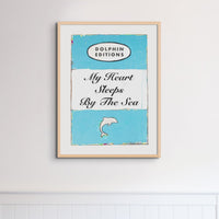 My Heart Sleeps Quote on  Vintage Style Book Cover Print - Unframed