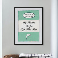 My Heart Sleeps (Jade) Quote on  Vintage Style Book Cover Print  - Framed