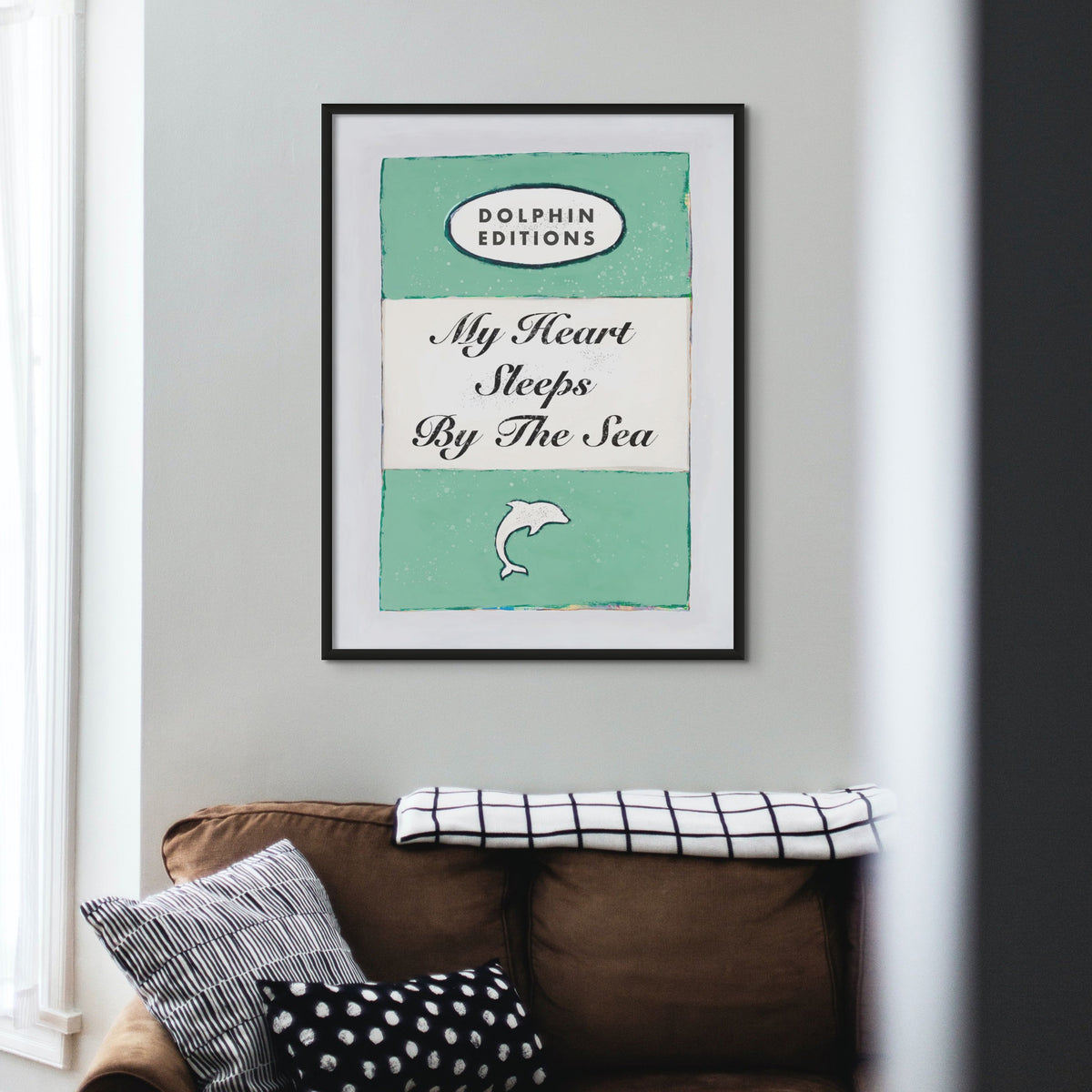 My Heart Sleeps (Jade) Quote on  Vintage Style Book Cover Print  - Unframed