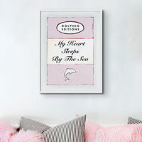 My Heart Sleeps (Pink)  Quote on  Vintage Style Book Cover Print  - Framed