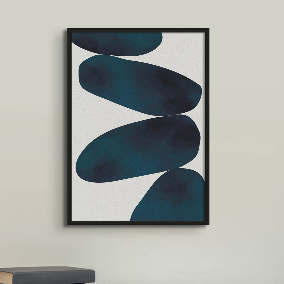 Abstract Blue Art Print | Abstract Solid Shape Art - Framed Wall Art