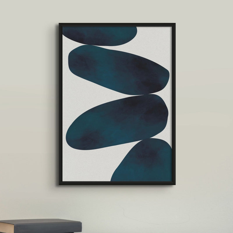 Abstract Blue Art Print | Abstract Solid Shape Art - Unframed Abstract Wall Art