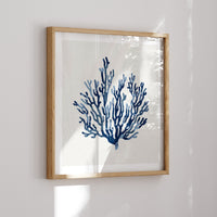 Indigo Coral Print | Coral Wall Art | Watercolour Coral Art - Framed