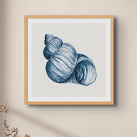 Indigo Watercolour Shell Painting | Shell Art Print - Unframed Wall Art