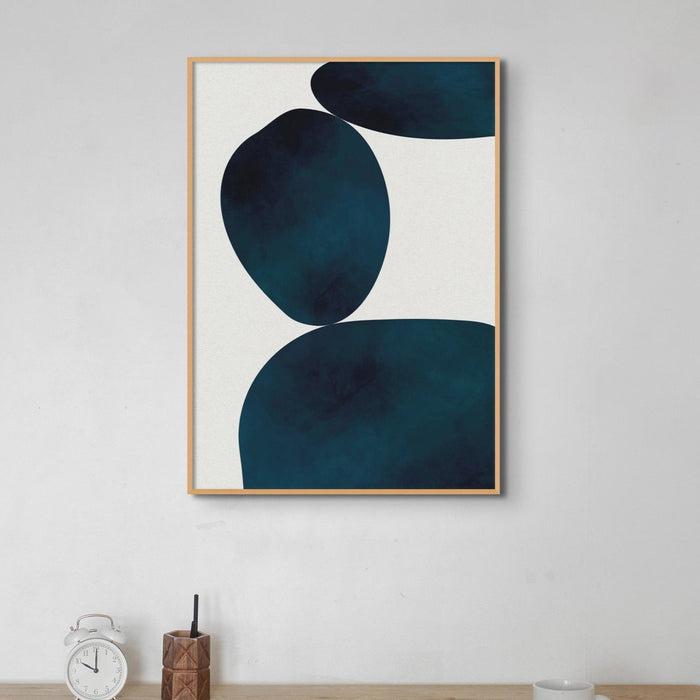 Indigo Balancing Stones No 3 Painting | Abstract Shape Art - Unframed