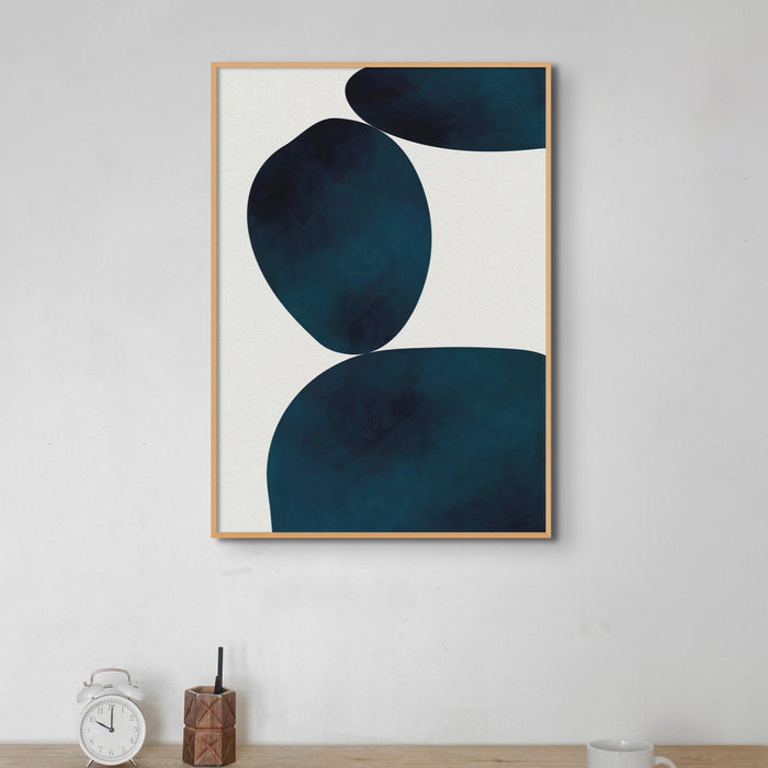 Abstract Indigo Art Print | Abstract Solid Shape Art - Blue Abstract Framed Wall Art