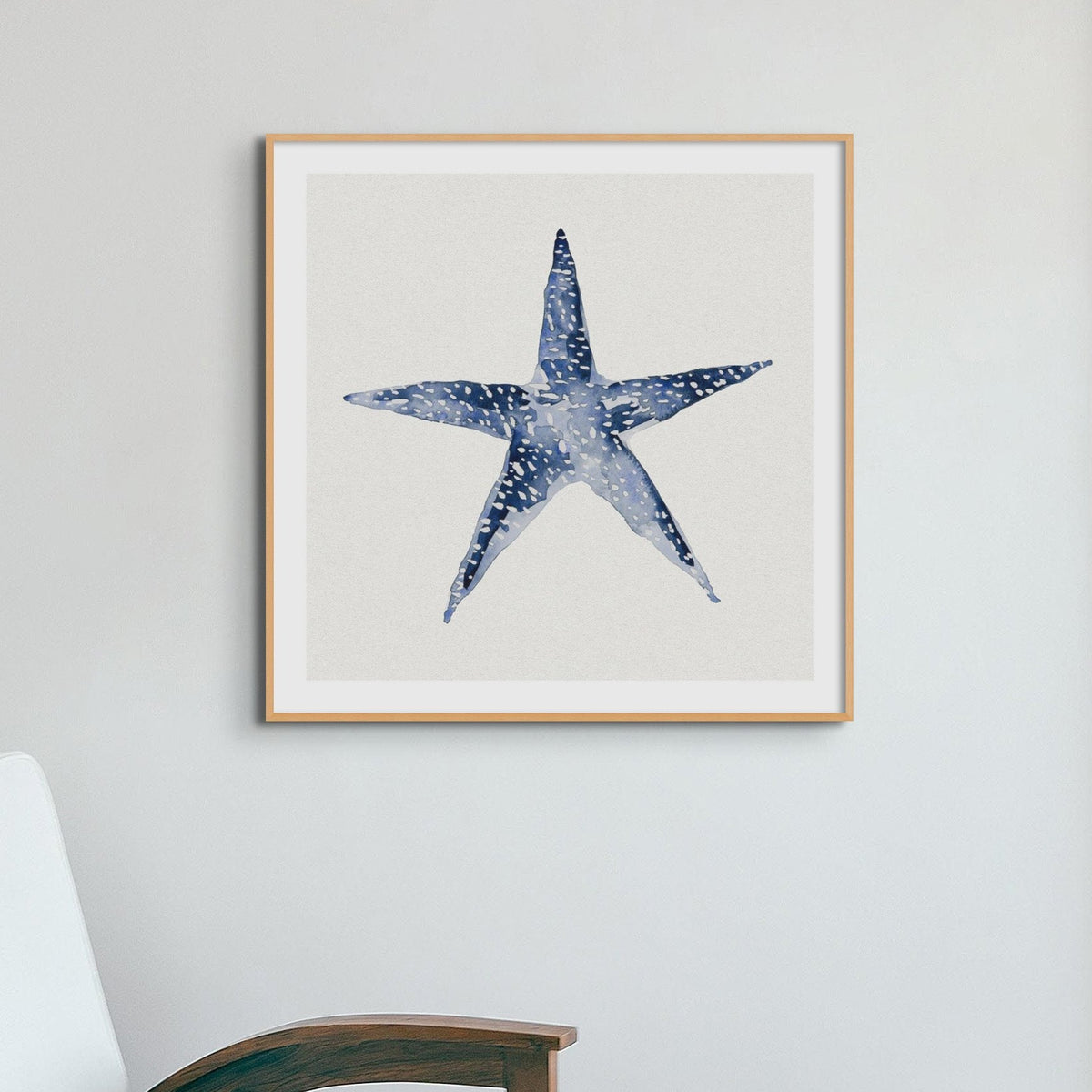 Indigo Dot Watercolour Starfish Painting | Starfish Art - Framed Art Print