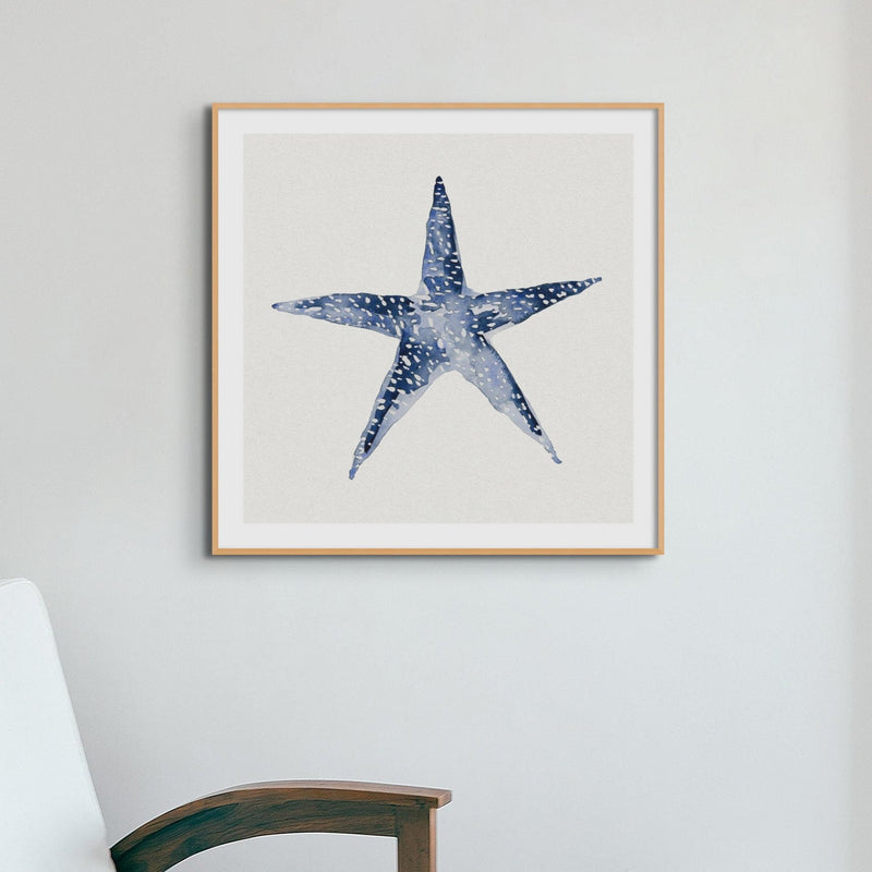 Indigo Dot Watercolour Starfish Painting | Starfish Art - Unframed Wall Art