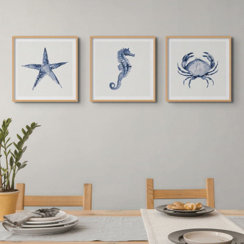 Crab Painting | Indigo Dot Watercolour Crab Print | Crab Art - Unframed Wall Art