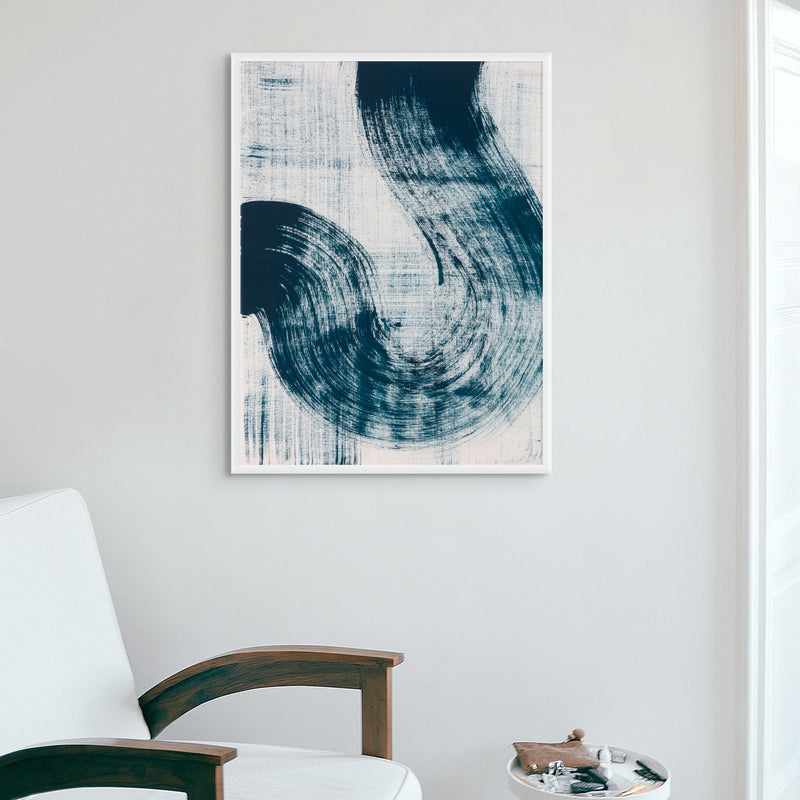 Abstract Ink Wave Print Art No 3 - Unframed