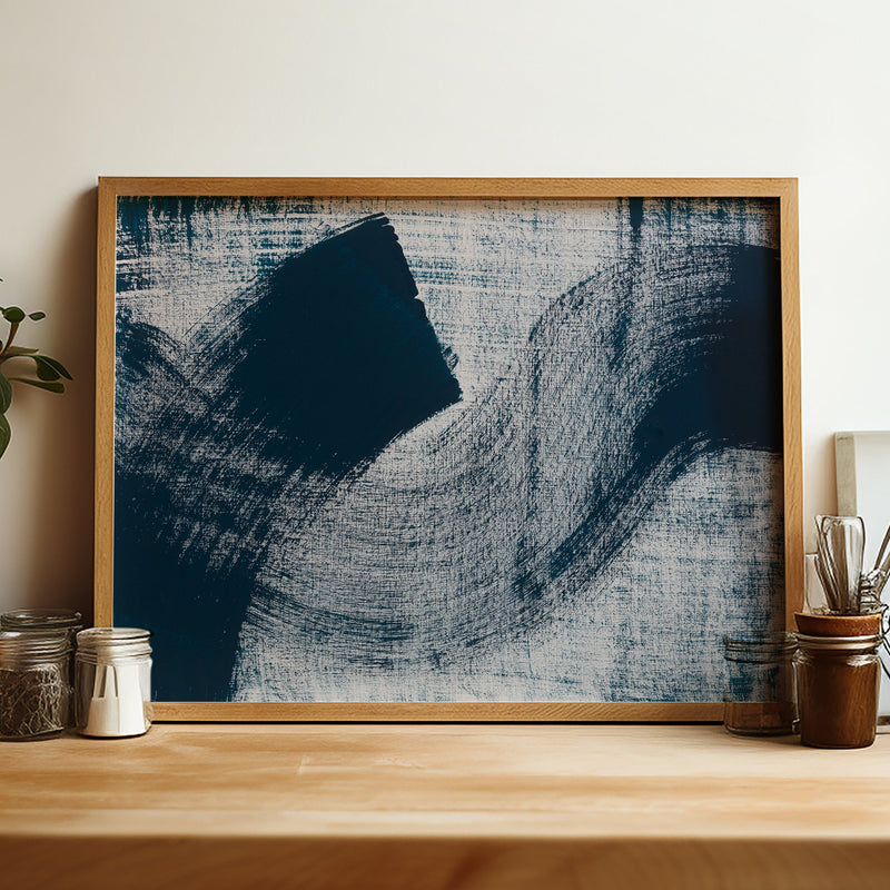 Abstract Ink Wave Art Print No 2 - Framed