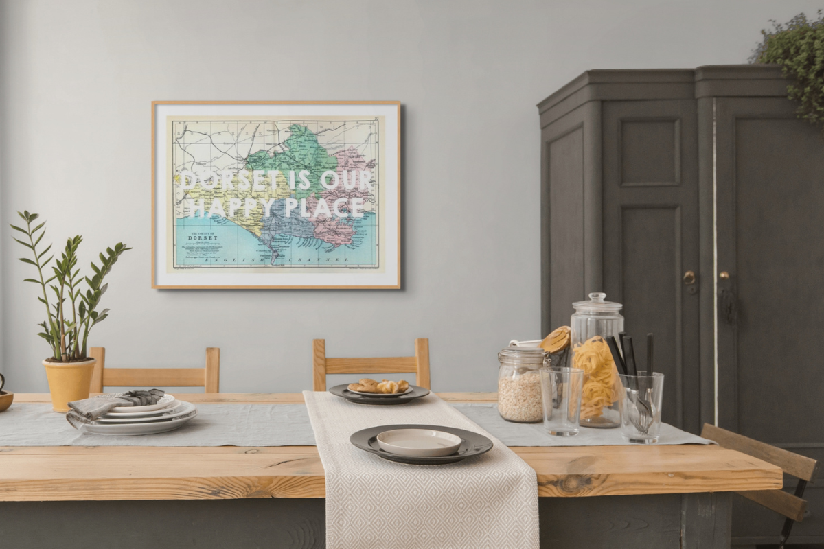 Happy Place Map Print For The Dining Area