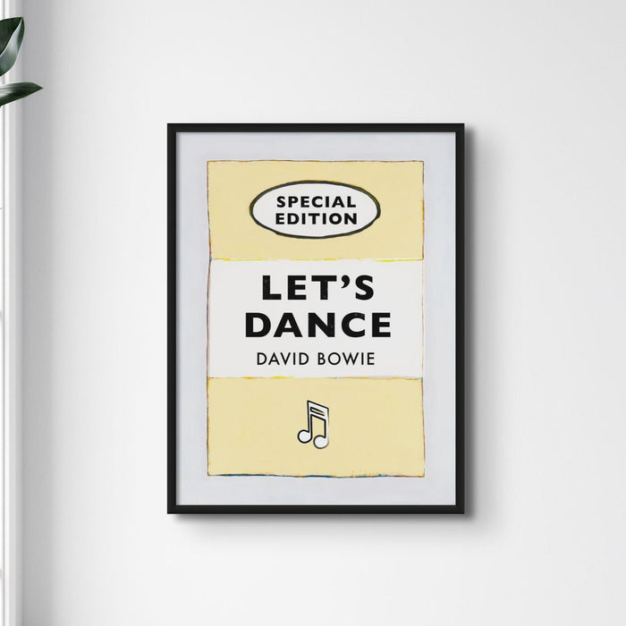 Let's Dance (Yellow) Lyric  on  Vintage Style Book Cover Print - Framed