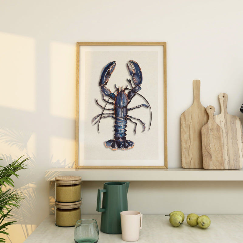 Lobster Art Print | Kitchen Wall Art | Lobster Print - Framed