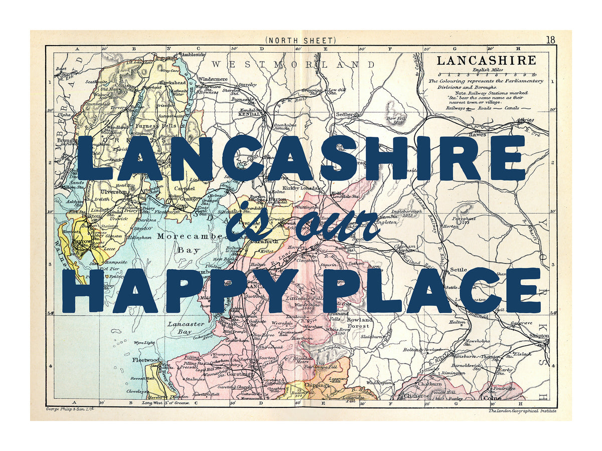 Personalised Quote on Map Print | Personalised Vintage Map Picture - Unframed