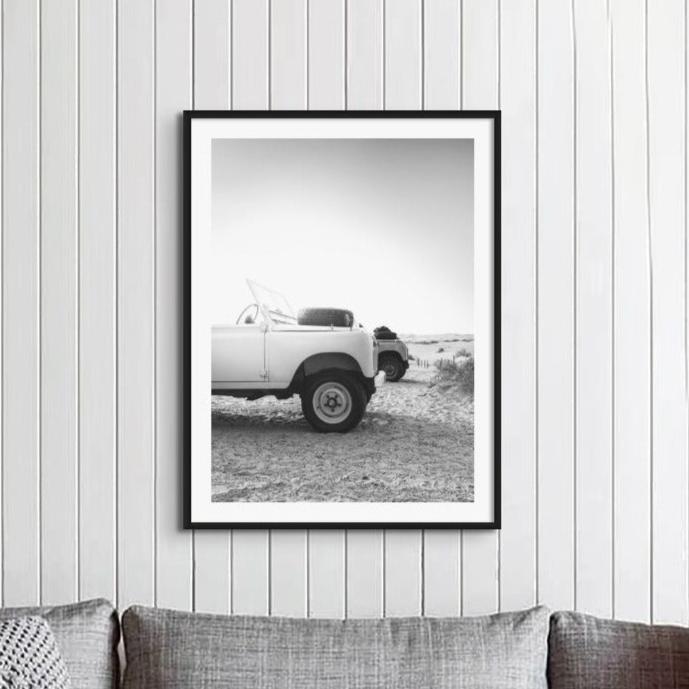 Set of Black and White Beach Photographs - Framed Beach House Art