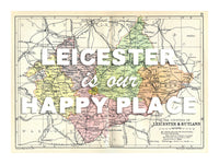 Happy Place Map With White Font - Personalised