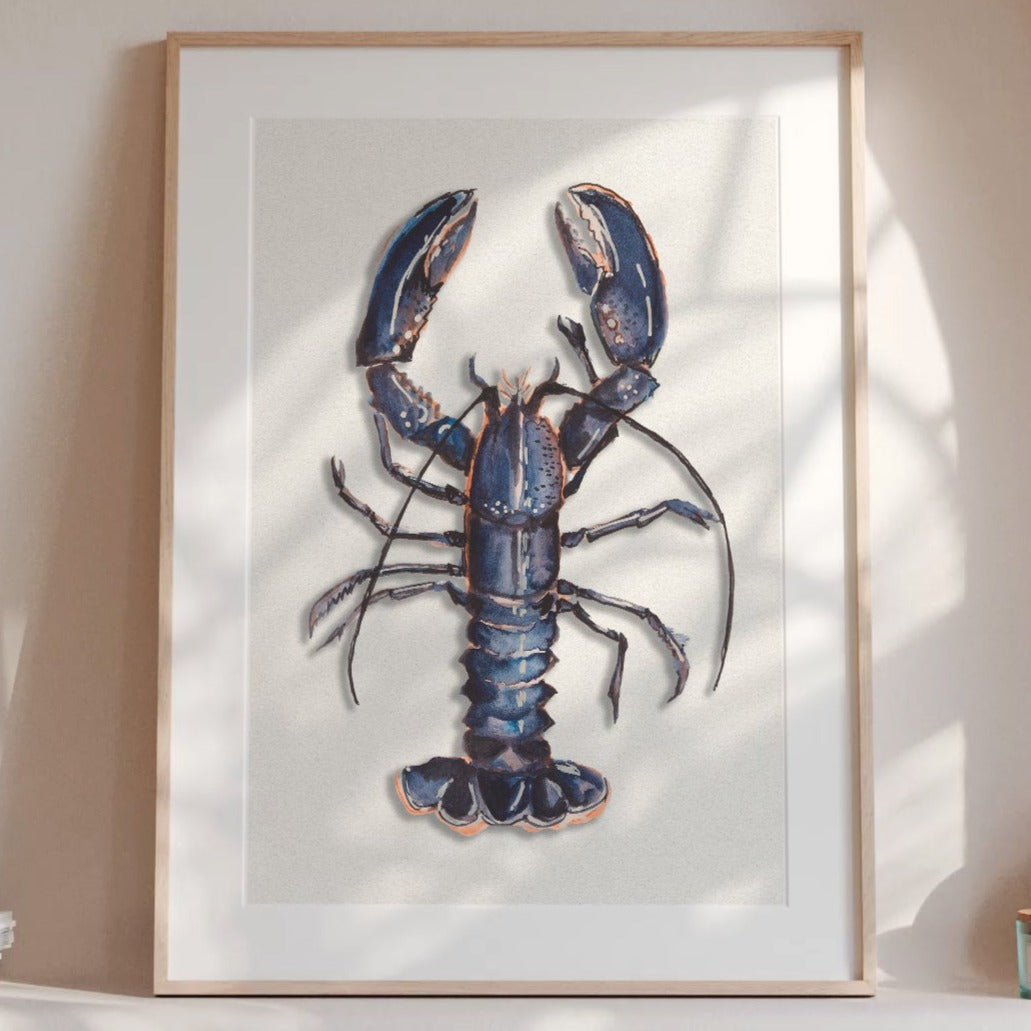 Lobster Art Print | Kitchen Wall Art | Lobster Print - Framed