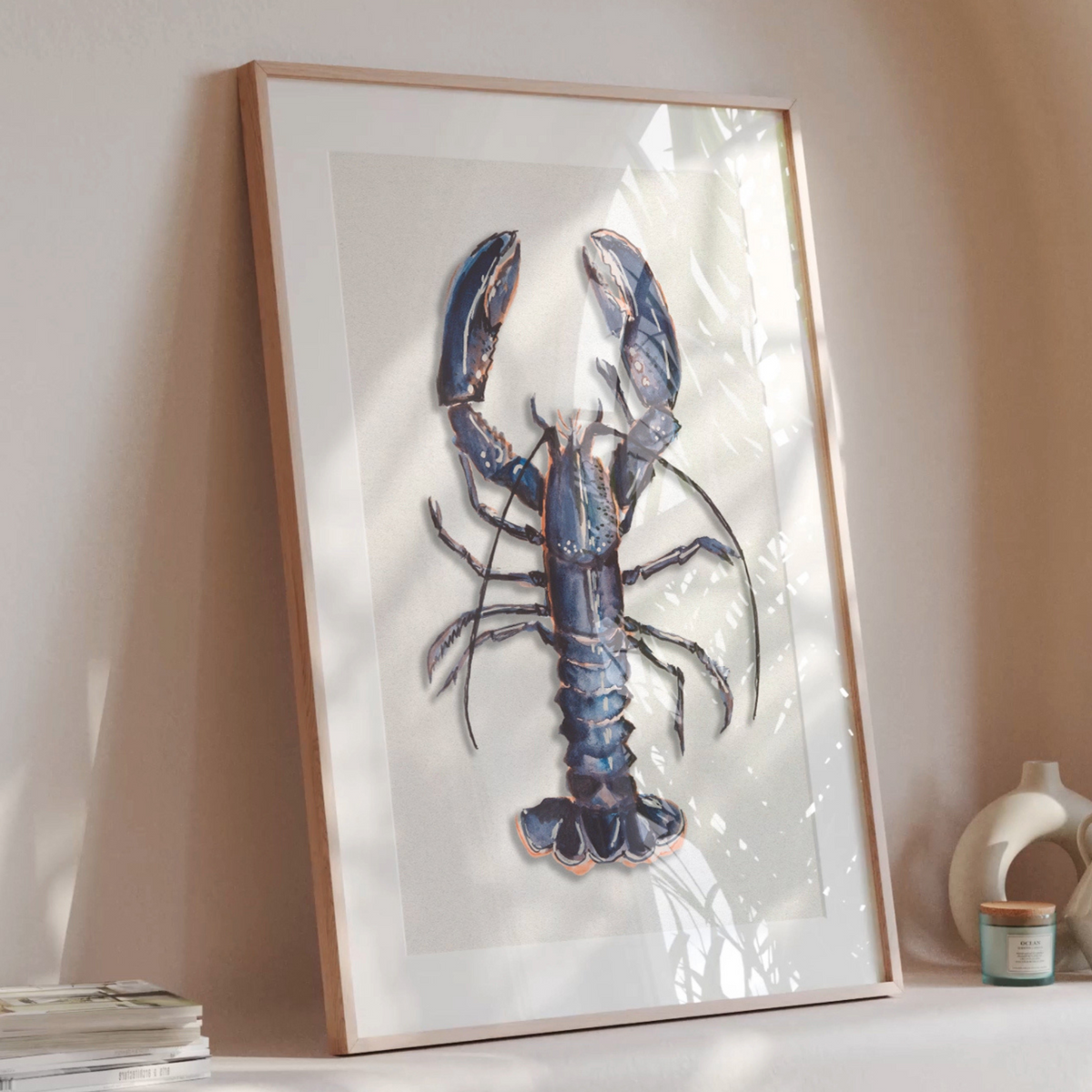 Lobster Art Print | Kitchen Wall Art | Lobster Print - Framed