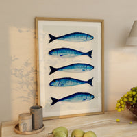 Mackerel Painting | Kitchen  Wall Art Print  - Unframed