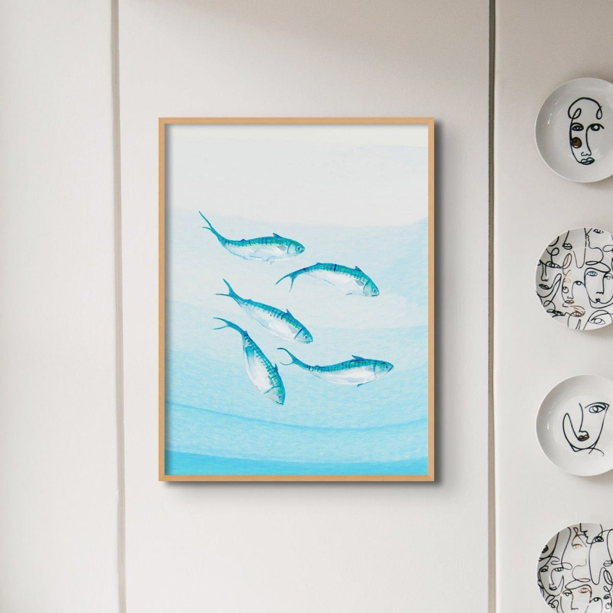 Mackerel Shoal 3 | Fish Wall Art Print - Framed