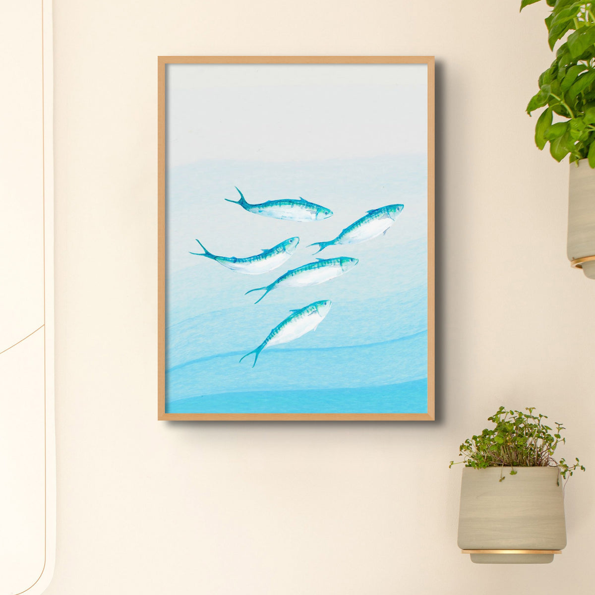 Mackerel Shoal 1 | Fish Wall Art Print - Framed