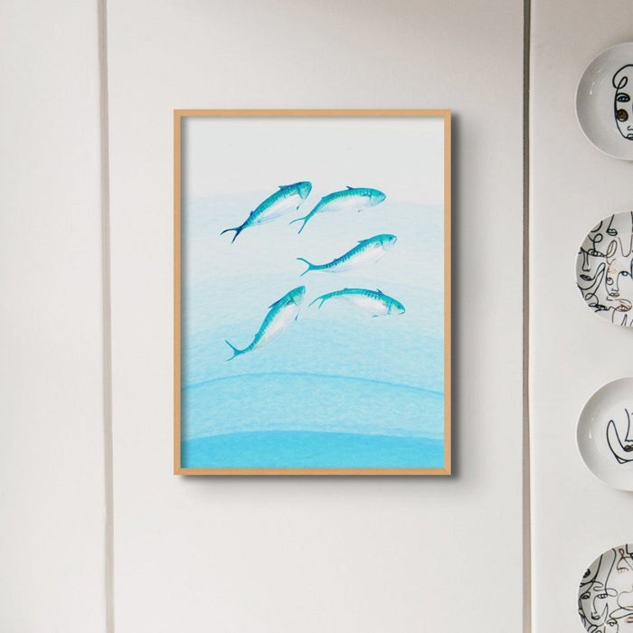 Mackerel Shoal 2 | Fish Wall Art Print - Framed