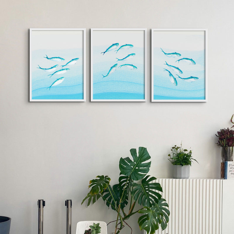 Mackerel Shoal 1 | Fish Wall Art Print - Framed