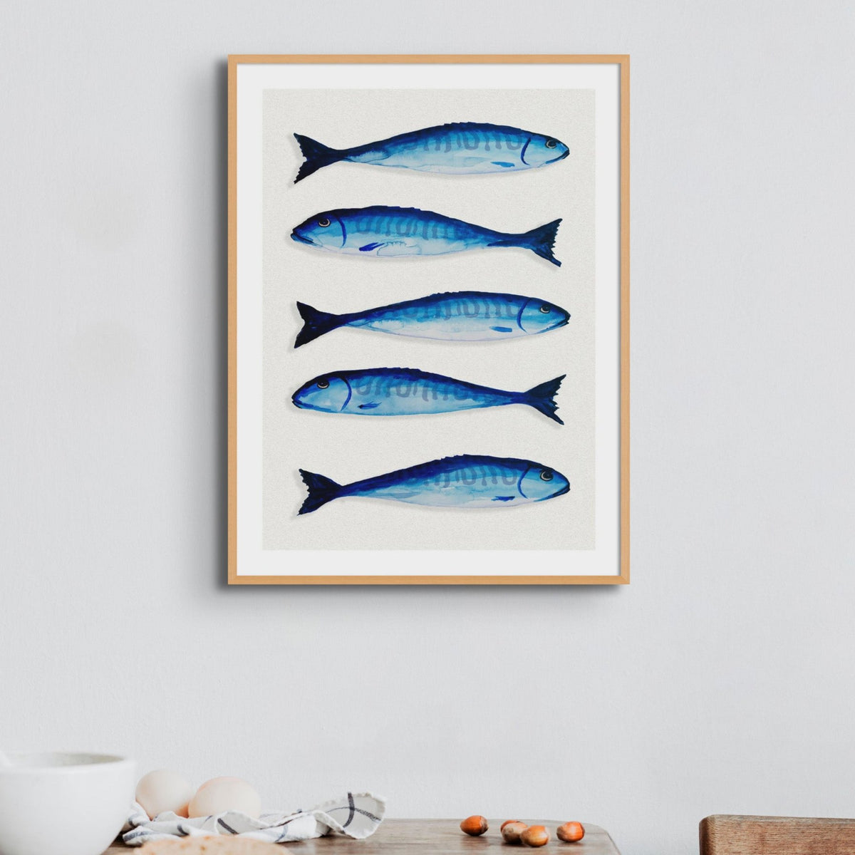 Mackerel Painting | Kitchen  Wall Art Print  - Unframed