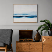 Marine Blue Coastal Painting | Abstract Beach Painting - Unframed Wall Art